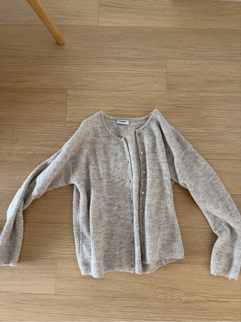 Rumored Beige Button-Front Knit Cardigan